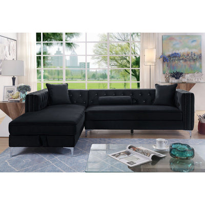 Celeste Black 2-piece Sectional with Left Side Storage Chaise - MA-99871BLKSS