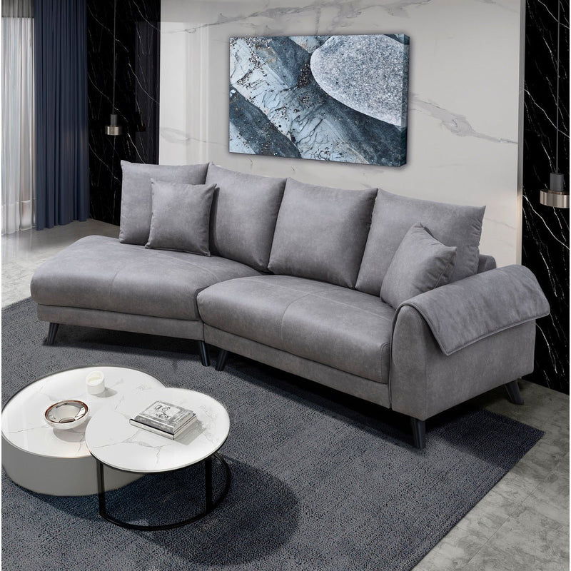 Isolde Grey Sectional with Left Side Chaise & 2 Pillows - MA-99915GRYSSL