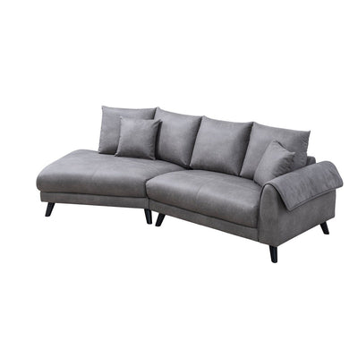 Isolde Grey Sectional with Left Side Chaise & 2 Pillows - MA-99915GRYSSL