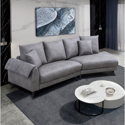 Isolde Grey Sectional with Right Side Chaise & 2 Pillows - MA-99915GRYSSR