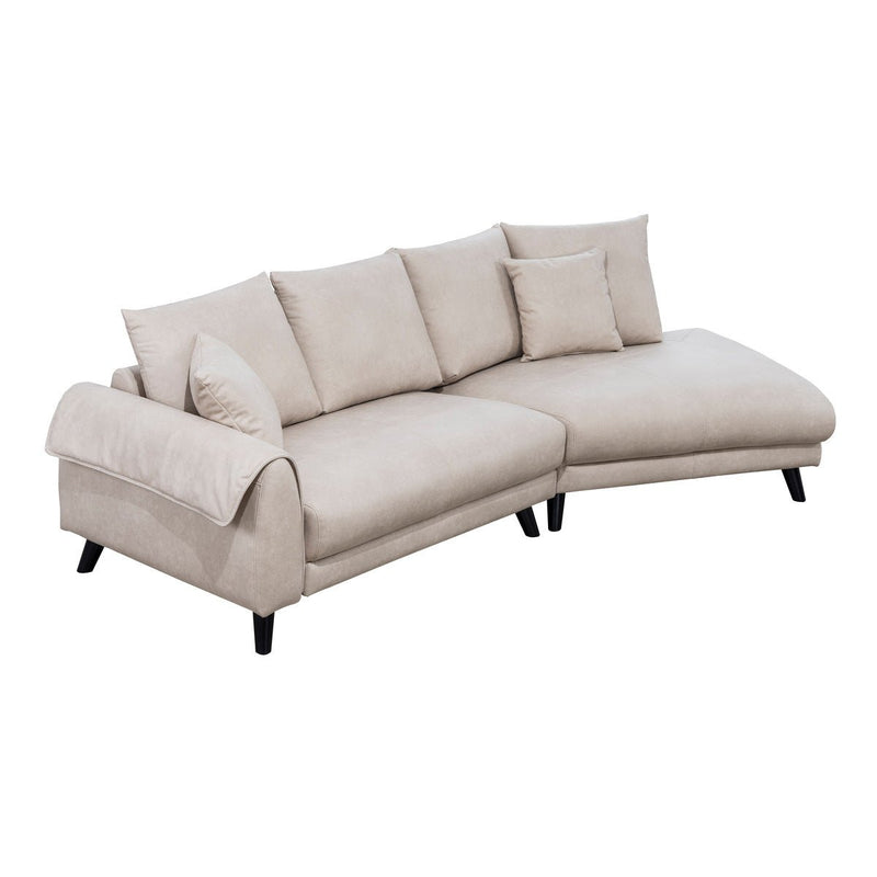 Isolde Ivory Sectional with Right Side Chaise & 2 Pillows - MA-99915IVRSSR