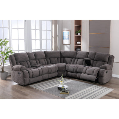 Presley Grey Modular Reclining Sectional with Consoles - MA-99928GRYSS