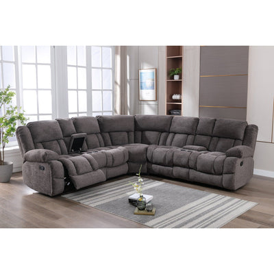 Presley Grey Modular Reclining Sectional with Consoles - MA-99928GRYSS