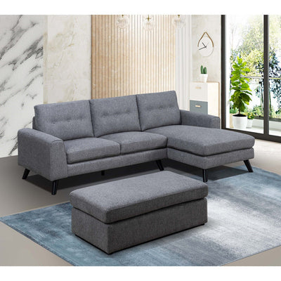 Evelyn Mid-Century Grey Sectional with Right Side Chaise - MA-99947GRYSSR