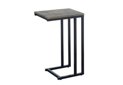 Side Table With Reclaimed Wood Look Top and Metal Base - IF-082
