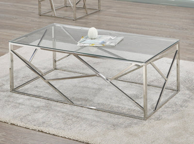 Glass Top Coffee Table with Chrome Fractal Design Legs - IF-2350-C