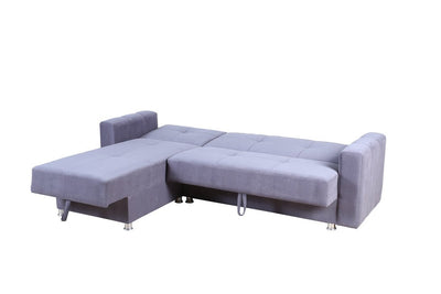 Dark Grey Fabric Reversible Sectional Sofa-bed w/ Storage Chaise and 2 Pillows - IF-9470