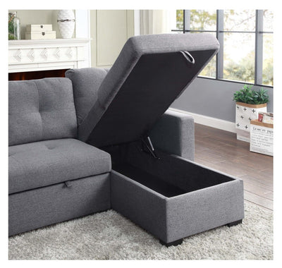 Grey Fabric Sectional with Pull-out Sleeper and Storage Chaise - MA-99860GRYSS