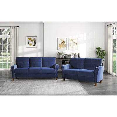 Dunleith Collection Sofa Blue Velvet Fabric - MA-9348BUE-3