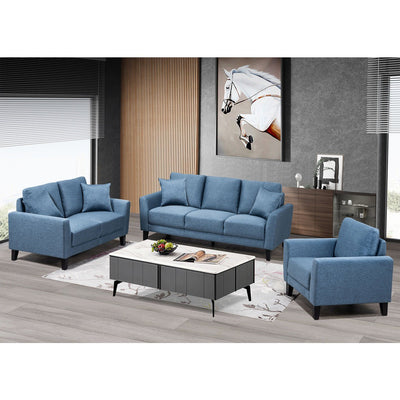 Britta Blue Sofa with Two Pillows - MA-99010BLU-3