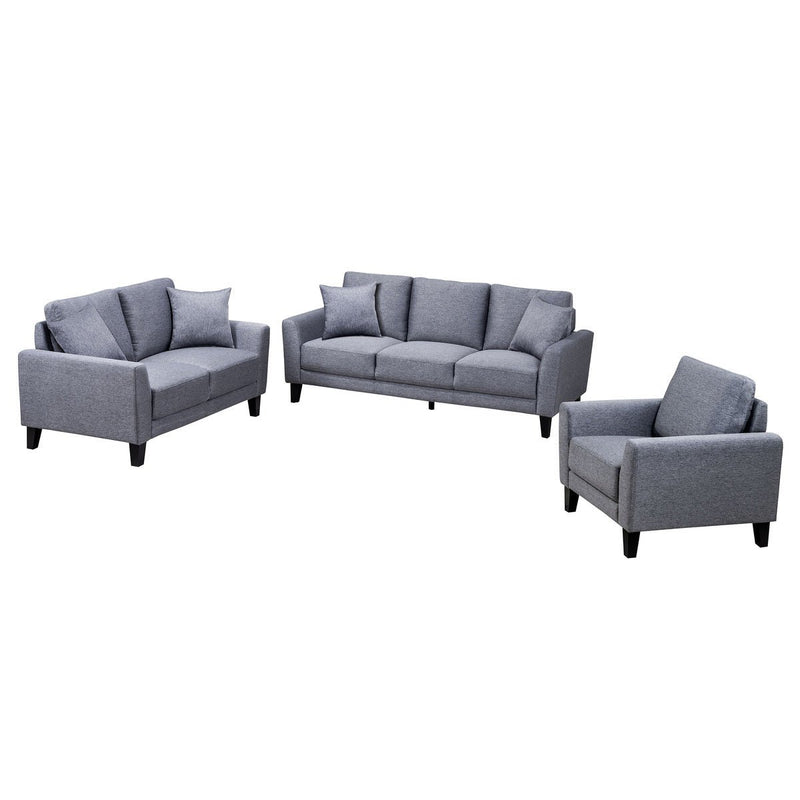 Britta Grey Sofa with Two Pillows - MA-99010LGY-3