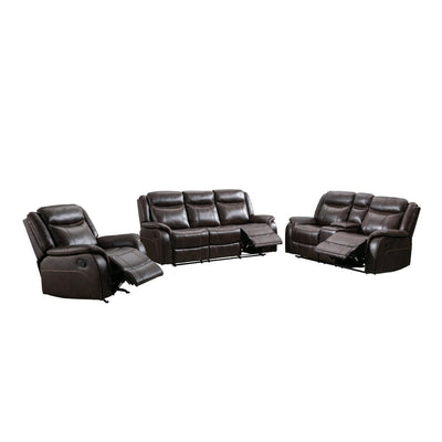 Brown sofa recliner and loveseat