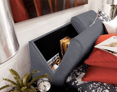 Grey Fabric platform bed with Hidden storage - IF-193-G-Q