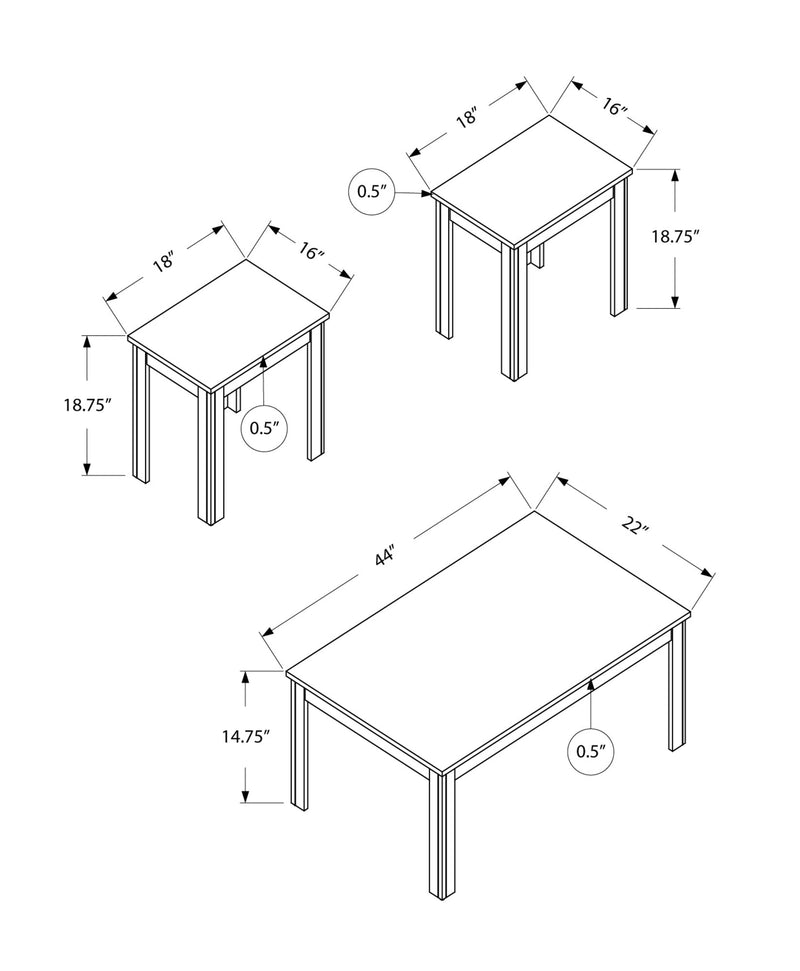 Table Set - 3Pcs Set / Black - I 7840P