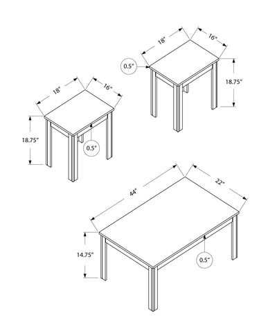 Table Set - 3Pcs Set / Cappuccino - I 7842P