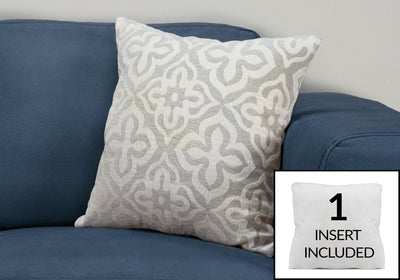 Pillow - 18"X 18" / Light Grey Motif Design / 1Pc - I 9214