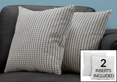 Pillow - 18"X 18" / Light Grey / Black Abstract Dot/ 2Pcs - I 9237