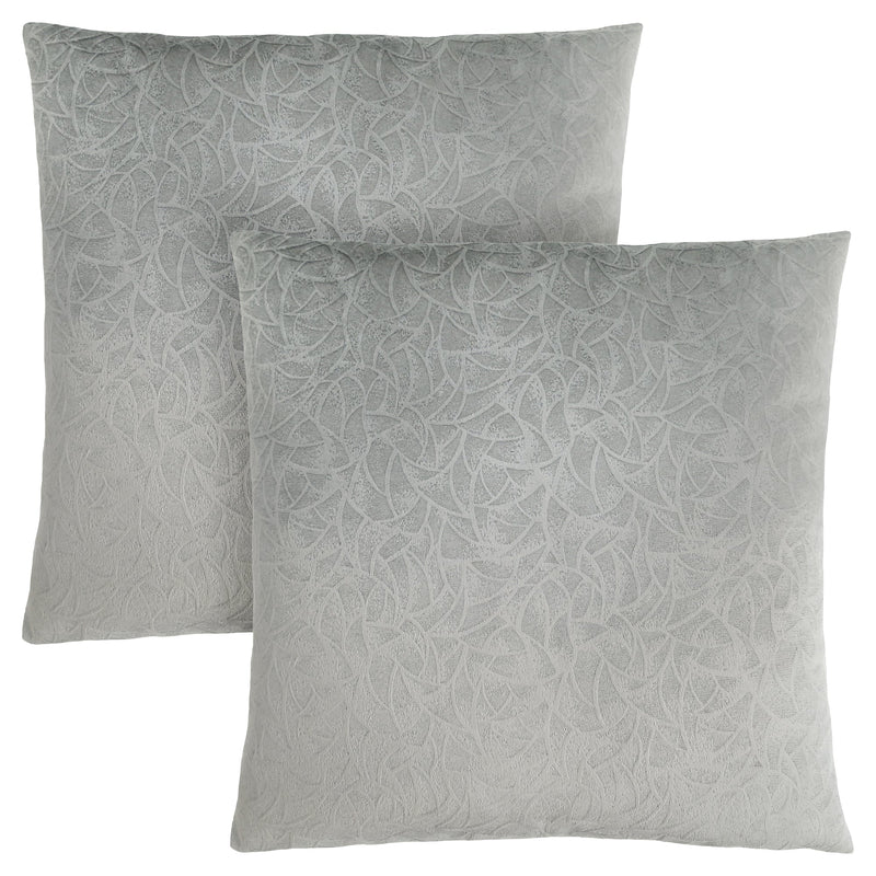 Pillow - 18"X 18" / Light Grey Floral Velvet / 2Pcs - I 9257
