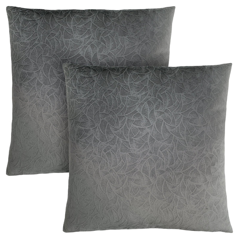 Pillow - 18"X 18" / Dark Grey Floral Velvet / 2Pcs