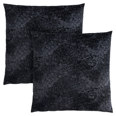 Pillow - 18"X 18" / Black Feathered Velvet / 2Pcs