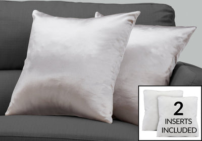 Pillow - 18"X 18" / Silver Satin / 2Pcs - I 9337