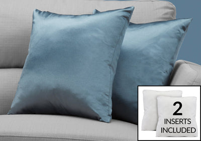 Pillow - 18"X 18" / Pale Blue Satin / 2Pcs - I 9343
