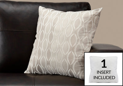 Pillow - 18"X 18" / Taupe Wave Pattern / 1Pc - I 9344