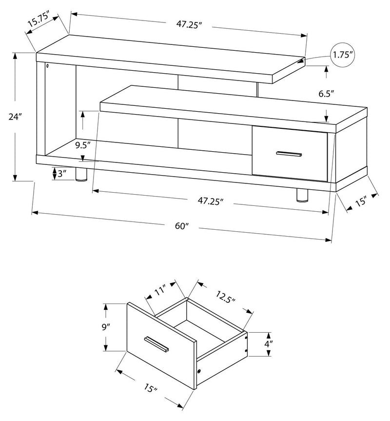 60"L Cappuccino With 1 Drawer Tv Stand - I 2572