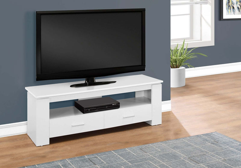 48"L White With 2 Storage Drawers Tv Stand - I 2601