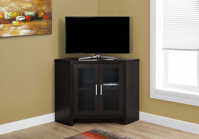 42"L Cappuccino Corner With Glass Doors Tv Stand - I 2700