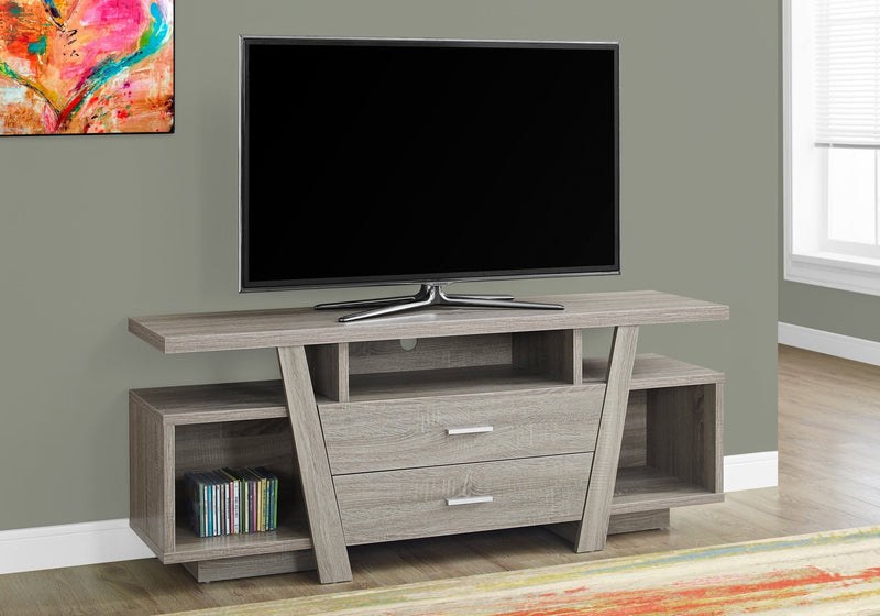 60"L Dark Taupe With 2 Storage Drawers Tv Stand - I 2721