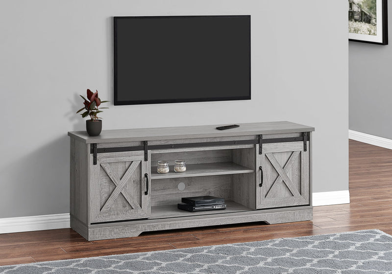 Tv Stand - 60"L / Grey With 2 Sliding Doors - I 2747