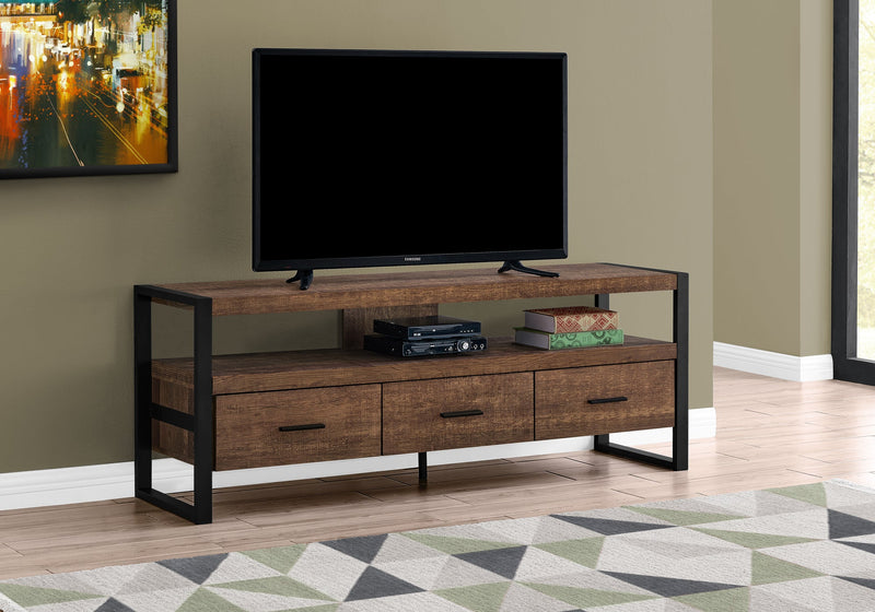 Tv Stand - 60"L / Brown Reclaimed Wood-Look / 3 Drawers - I 2820