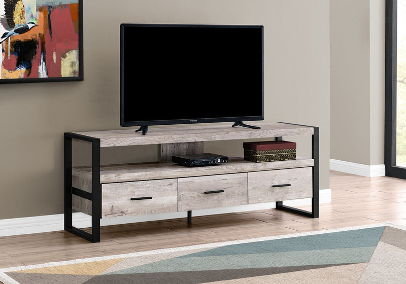 Tv Stand - 60"L / Taupe Reclaimed Wood-Look / 3 Drawers - I 2822