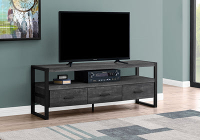 Tv Stand - 60"L / Black Reclaimed Wood-Look / 3 Drawers - I 2823