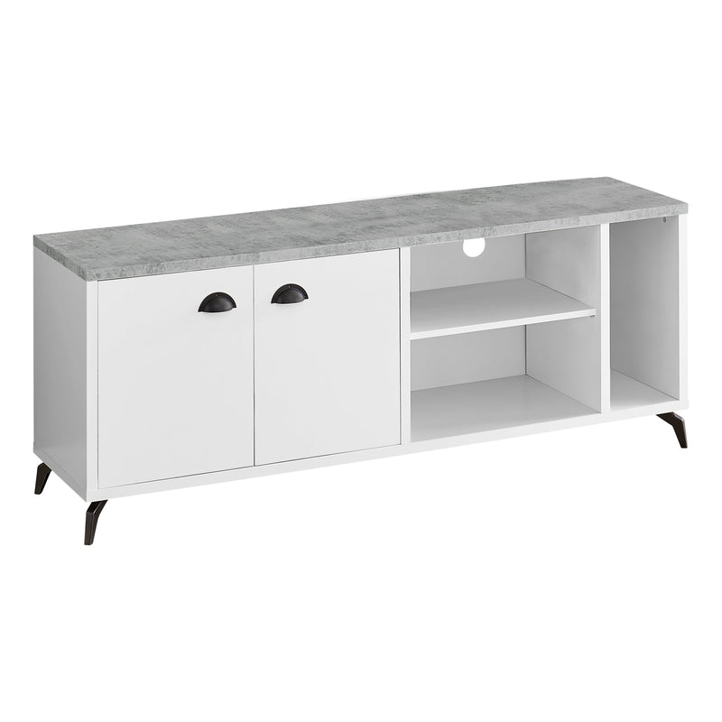 Tv Stand - 60"L / White / Grey Cement-Look Top - I 2841