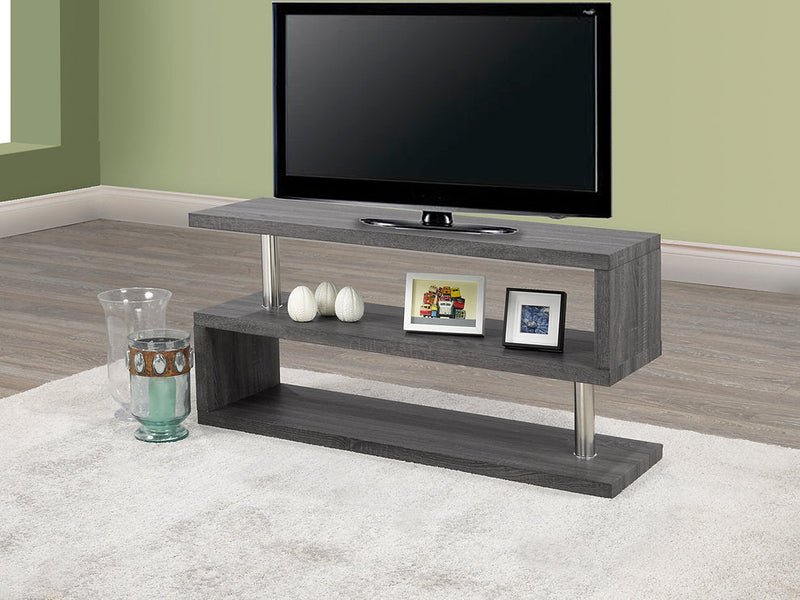 Grey Distressed-Wood Waterfall TV Stand - IF-5018-G