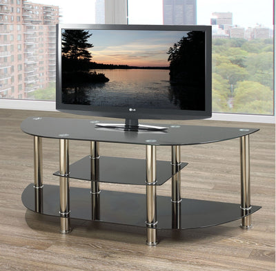 Rounded TV Stand with Black glass and Chrome Legs - IF-5116