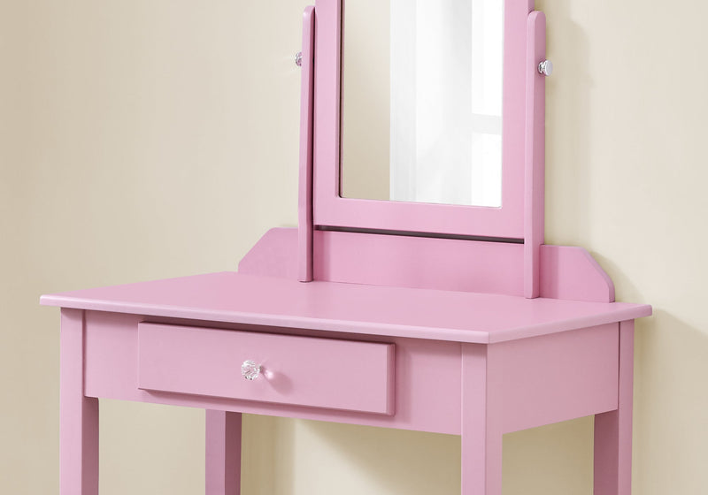 Vanity - Pink / Mirror And Storage Drawer - I 3328